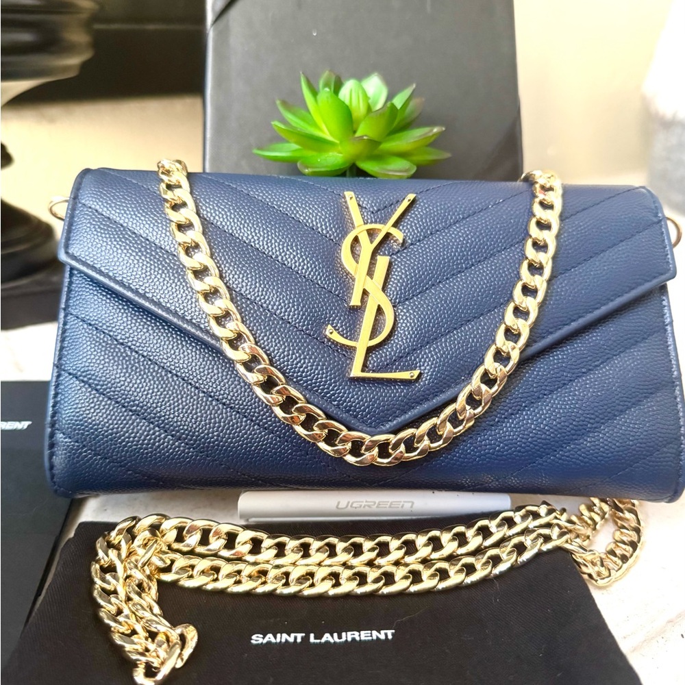 SOLD - 💎 Authentic Saint Laurent YSL Cassandre Matelasse Long Flap Wallet